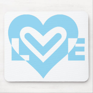 Mousepad Gráfico de amor bonito em azul