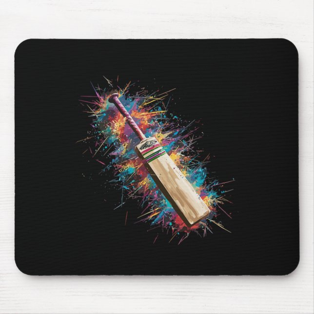 Mousepad Gráfico de Arte de Críquete com Salpicos de Tinta  (Frente)