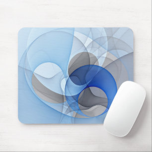 Mousepad Gráfico de Arte Fractal de Cinza Azul Moderno