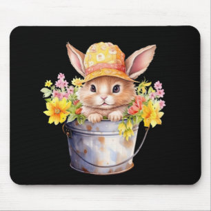 Mousepad Gráfico de Coelho para Meninas Floral Temporada de