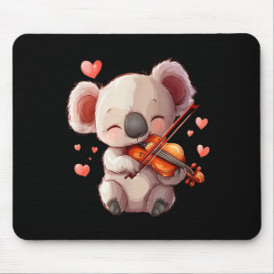 Mousepad Gráfico de Koala Kawaii Tocando Violino para o Dia