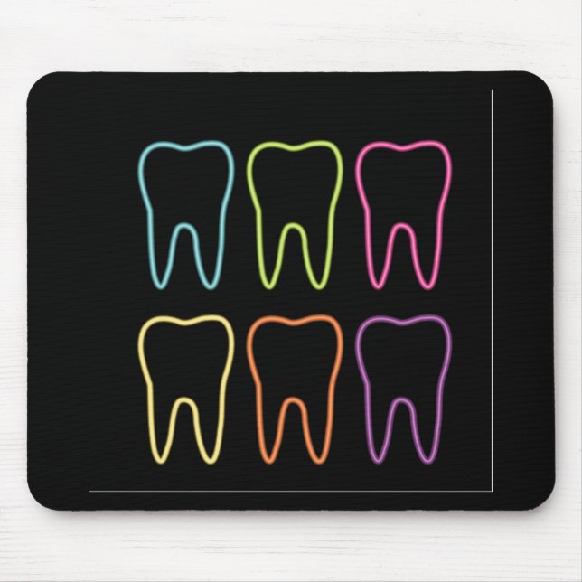 Mousepad Gráfico de néon do dente para o dentista (Frente)