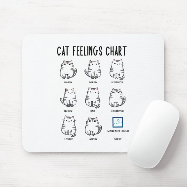 Mousepad Gráfico de Sentimentos de Gatos (Com mouse)