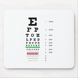 Mousepad gráfico de visão ocular de Snellen para oftalmolog