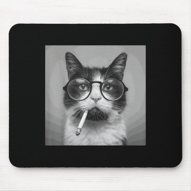 Mousepad Gráfico Engraçado Gato Fumando Adulto Engraçado (Frente)