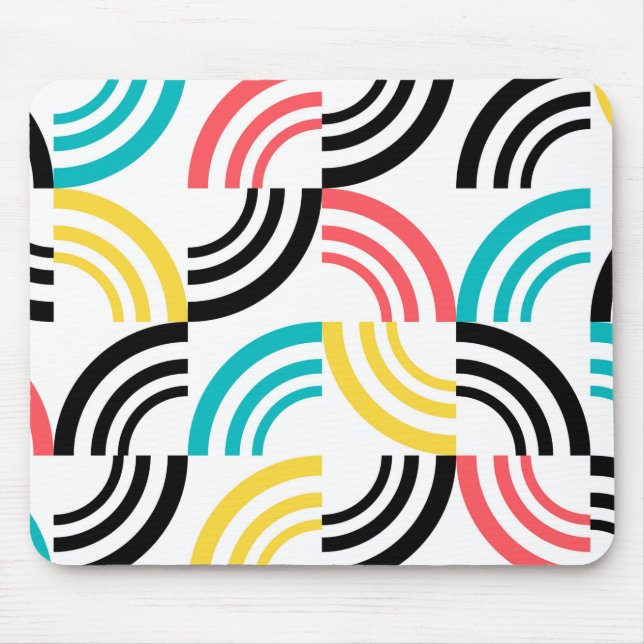 Mousepad Gráfico geométrico colorido, moderno, divertido e  (Frente)