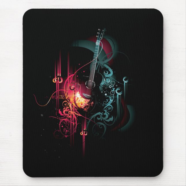 Mousepad Gráfico legal da música com guitarra (Frente)