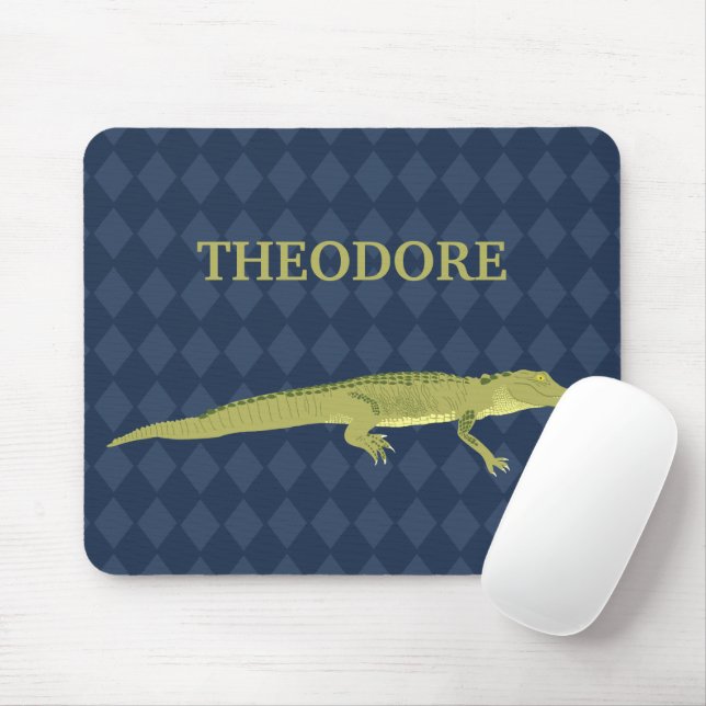 Mousepad Gráfico Realístico do Alligador Verde Personalizad (Com mouse)