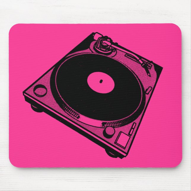 Mousepad Gráfico Retro Turntable a Preto (Frente)