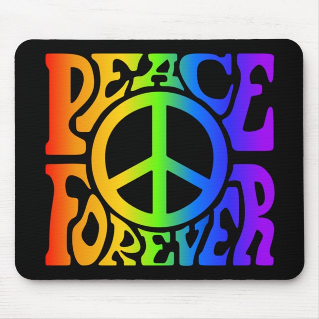 Mousepad Gráfico Retroativo do Arco-Íris da Paz para sempre (Frente)
