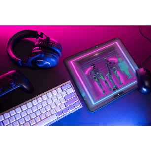 Mousepad Gráfico Robótico de Neon Synthwave