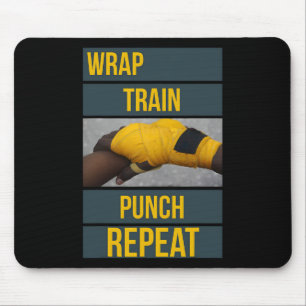 Mousepad Gráficos Impactantes Treino de Soco Repita, Boxe T