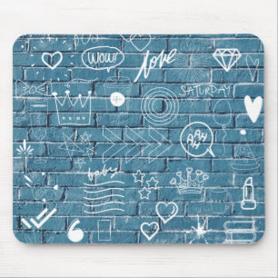 Mousepad Grafite branco sobre arte de texto moderno na pare