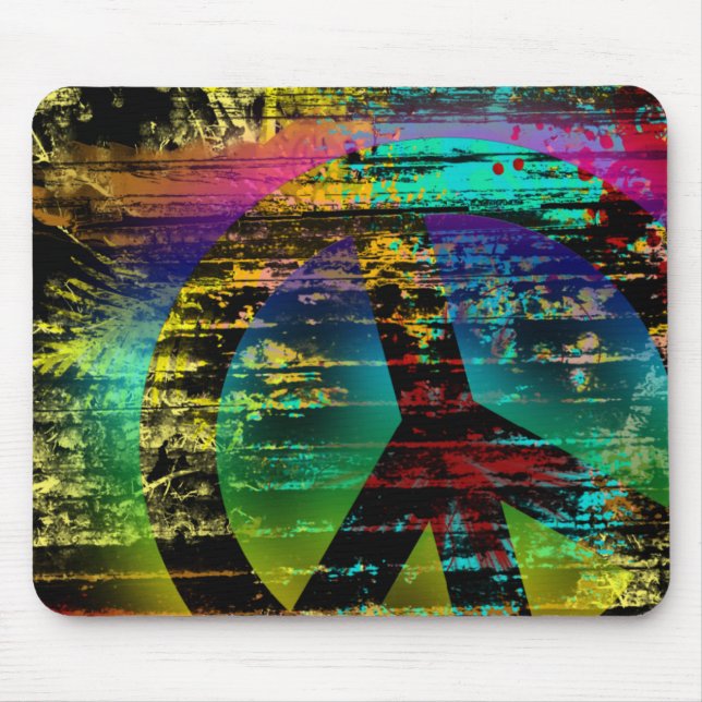 Mousepad Grafite Digital Abstrato Arco-íris Paz (Frente)