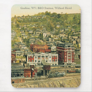 Mousepad Grafton, WV: Estação de B&O, hotel de Willard