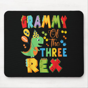 Mousepad Grammy Do Dinossauro De Três aniversário de 3 anos