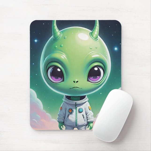 Mousepad Grande alienígena verde com chifres (Com mouse)