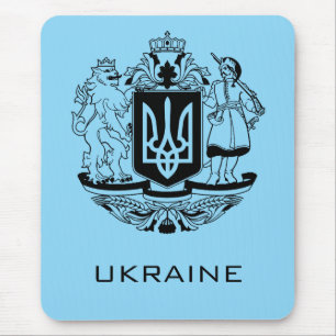 Mousepad Grande Brasão de Armas da Ucrânia Arte Monocromáti
