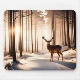 Mousepad Grande Buck Na Floresta De Inverno