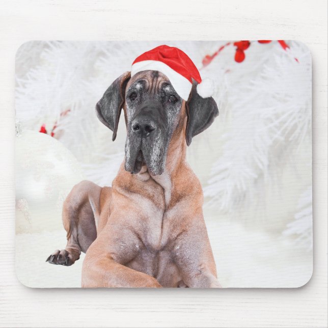 Mousepad Grande Cachorro Dane Que Feliz Natal (Frente)