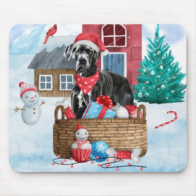 Mousepad Grande Cachorro Na Casa De Cachorro De Natal Na Ne (Frente)