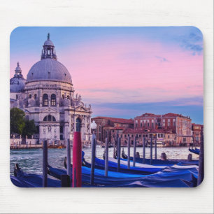 Mousepad Grande Canal com gondolas e igreja em Veneza
