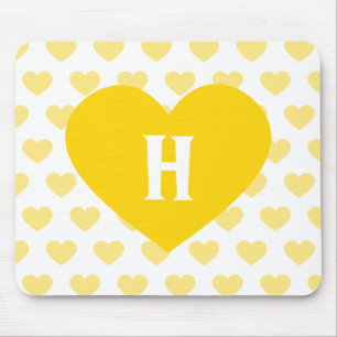 Mousepad Grande coração amarelo brilhante - monograma
