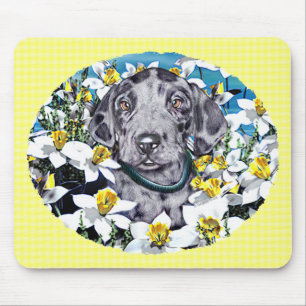 Mousepad Grande Dane Pup em Daffodils Merle