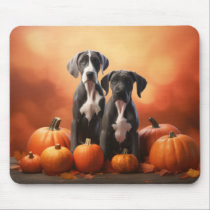 Mousepad Grande Dane Puppy Autumn Delight Pumpkin