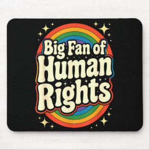 Mousepad Grande fã dos direitos humanos - retro arco-íris G