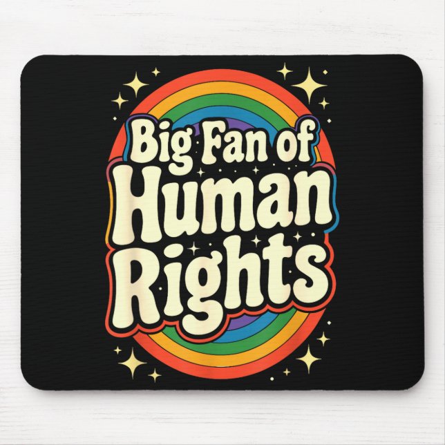 Mousepad Grande fã dos direitos humanos - retro arco-íris G (Frente)