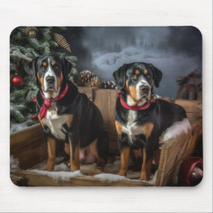 Mousepad Grande Montanha Suiça Snowy Sleigh Natal