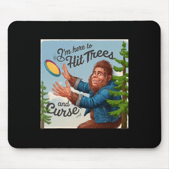 Mousepad Grande Pé Lançamento de Disco de Golfe Engraçado A (Frente)