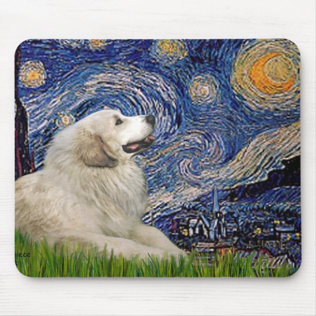 Mousepad Grande Pirineus 2 - Noite Estrelada (Frente)