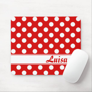 Mousepad Grandes Bolinhas Brancas No Red Custom Name Modelo