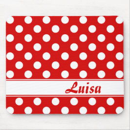 Mousepad Grandes Bolinhas Brancas No Red Custom Name Modelo