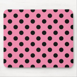 Mousepad Grandes Bolinhas Pretas em rosa quente