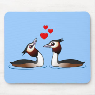 Mousepad Grandes Grebes com crista no amor