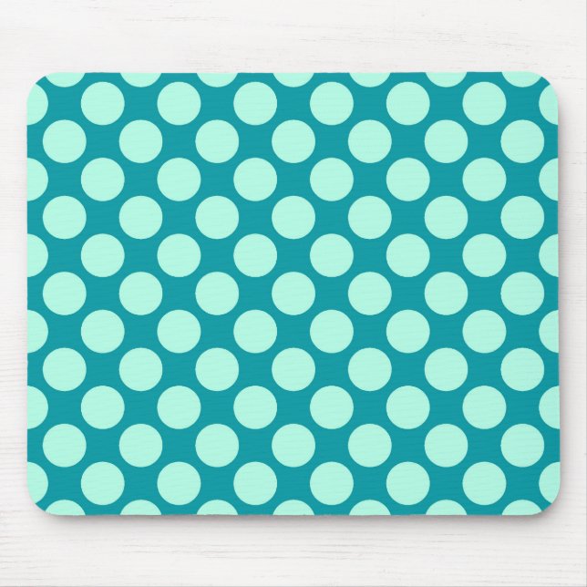 Mousepad Grandes pontos retrô - turquesa e aqua (Frente)
