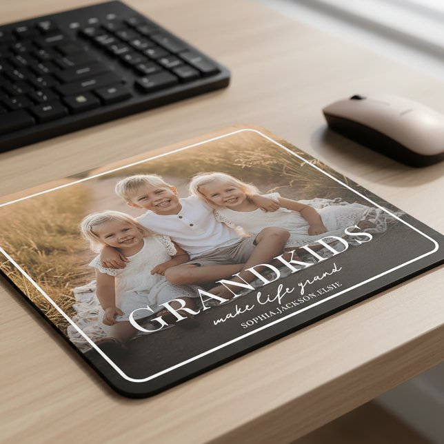 Mousepad Grandkids Make Life Grand White Script Photo (Criador carregado)