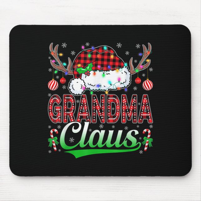 Mousepad Grandma Claus Christmas Lights Matching Family Xma (Frente)