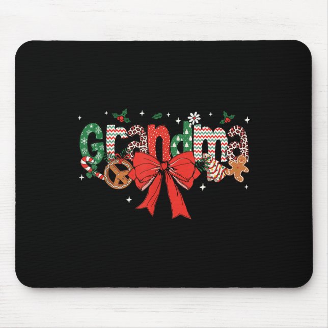 Mousepad Grandma Coquette Bow Christmas Merry Xmas Family M (Frente)