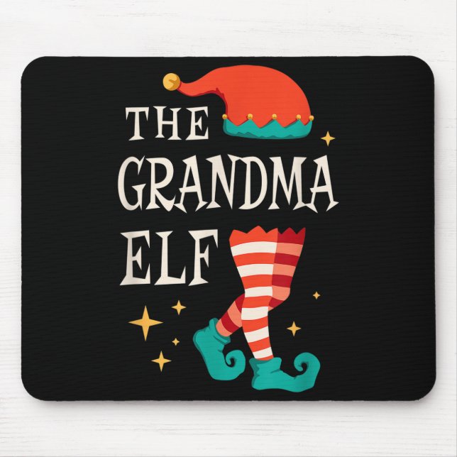 Mousepad Grandma Elf Family Matching Group Christmas Grandm (Frente)