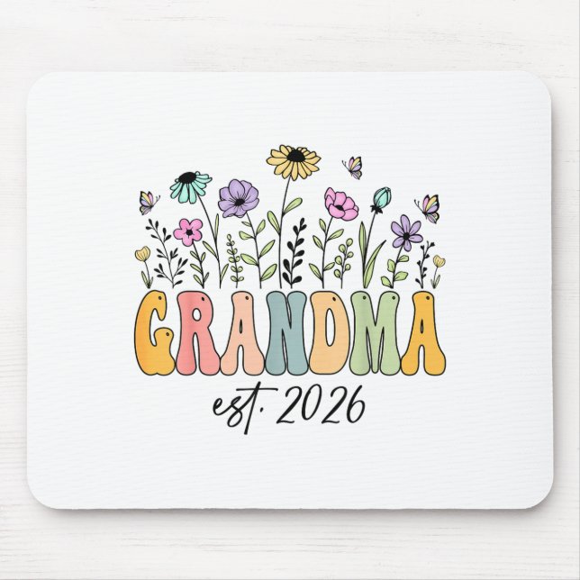 Mousepad Grandma Est. 2026 Wildflower Promoted To Grandma  (Frente)