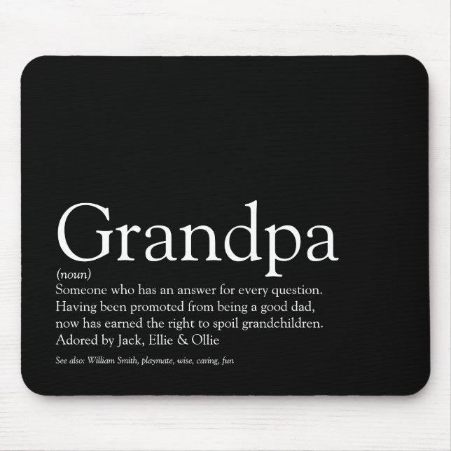Mousepad Grandpa Grandfather Grandad Papa Definition Black (Frente)