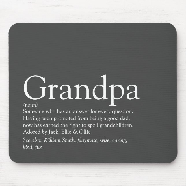 Mousepad Grandpa Grandfather Grandad Papa Definition Gray (Frente)