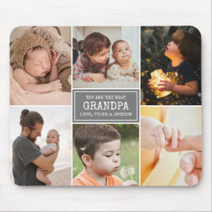 Mousepad Grandpa Photo Collage Grey and White Saying