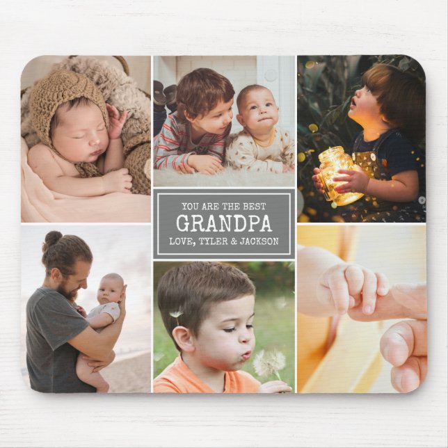 Mousepad Grandpa Photo Collage Grey and White Saying (Frente)