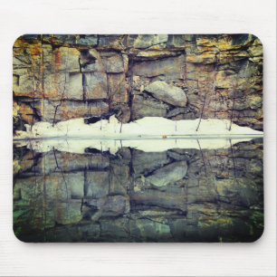 Mousepad Granite Rock Quarry Wall Reflexão #2 Natureza