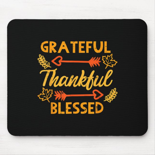Mousepad Grata Graças Abençoada Queda de outono Ação de Gra (Frente)